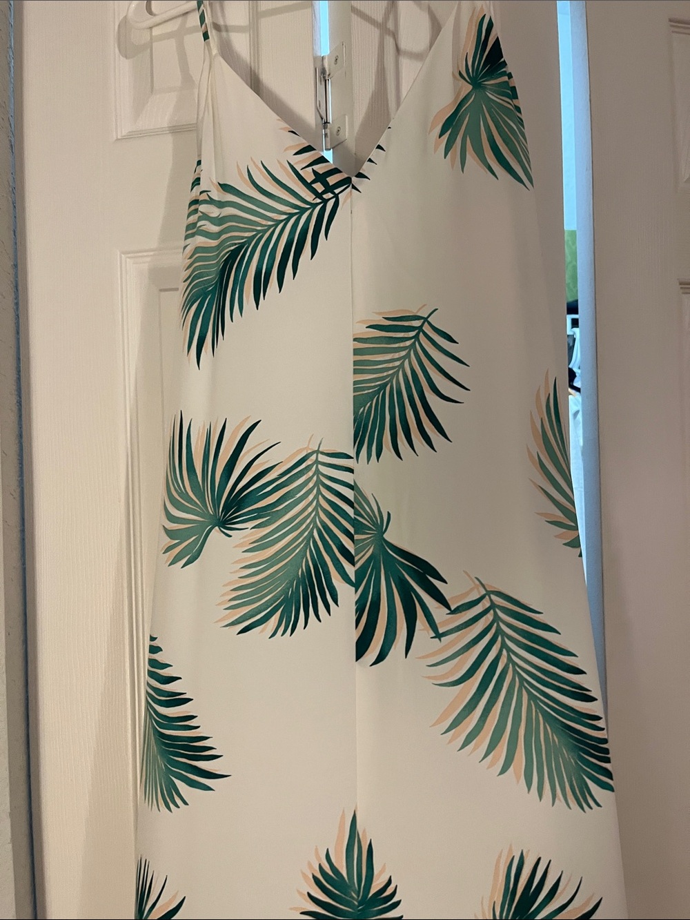 Forever 21 White Maxi Dress with Green Palm Print - Picture 5 of 16